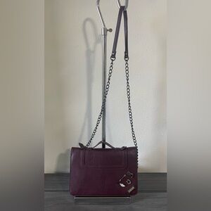 👛 Circus by Sam Edelman Burgundy Wine Red Chain Strap Crossbody/Tote Bag NWOT